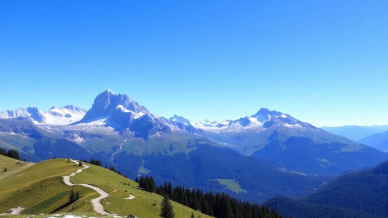 Berglandschaft im Schweizer Nationalpark mit Wanderweg.