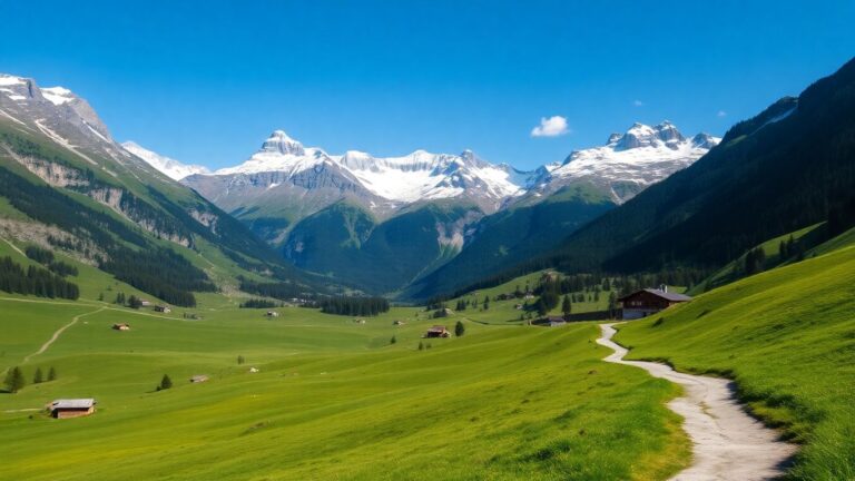 Berglandschaft in der Schweiz mit Gipfeln und Tälern.
